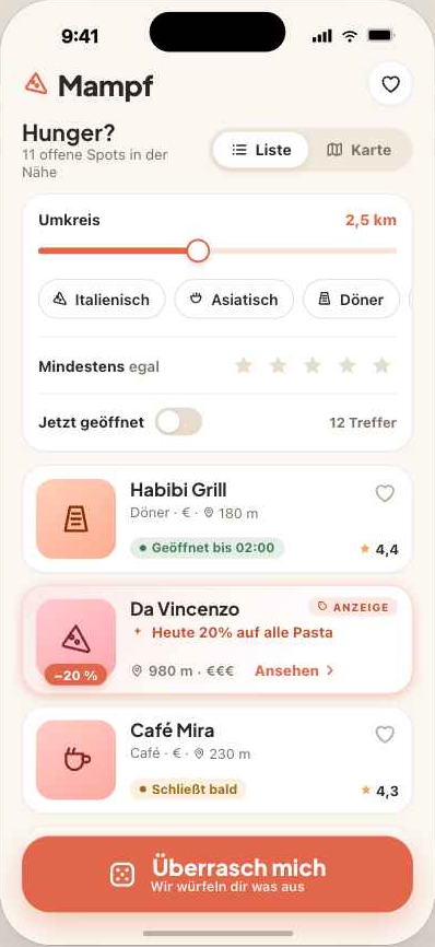 Cibio App – Startbildschirm